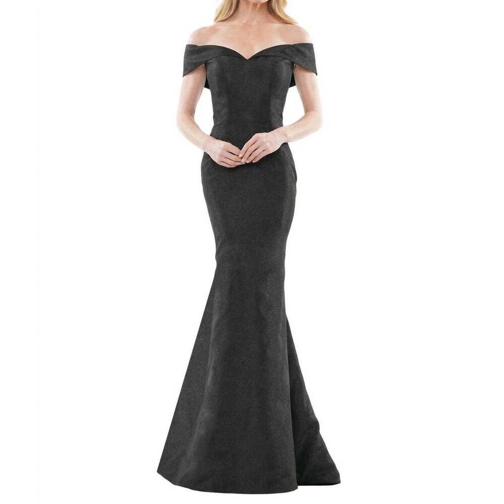 NEW MARSONI BY COLORS long off shoulder formal mermaid gown in black